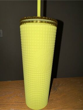 Starbucks Lemon Yellow Studded Cold Cup with Straw